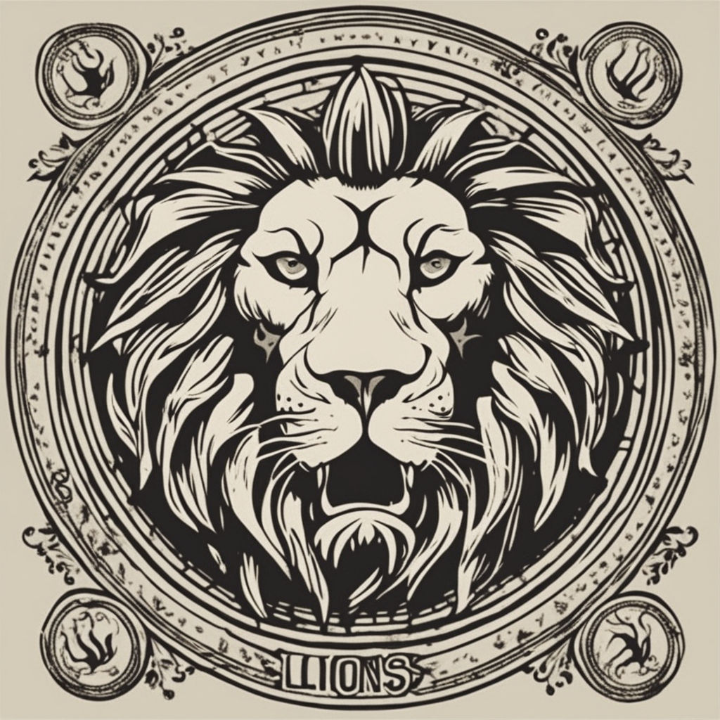 roaring lion head drawing with crown