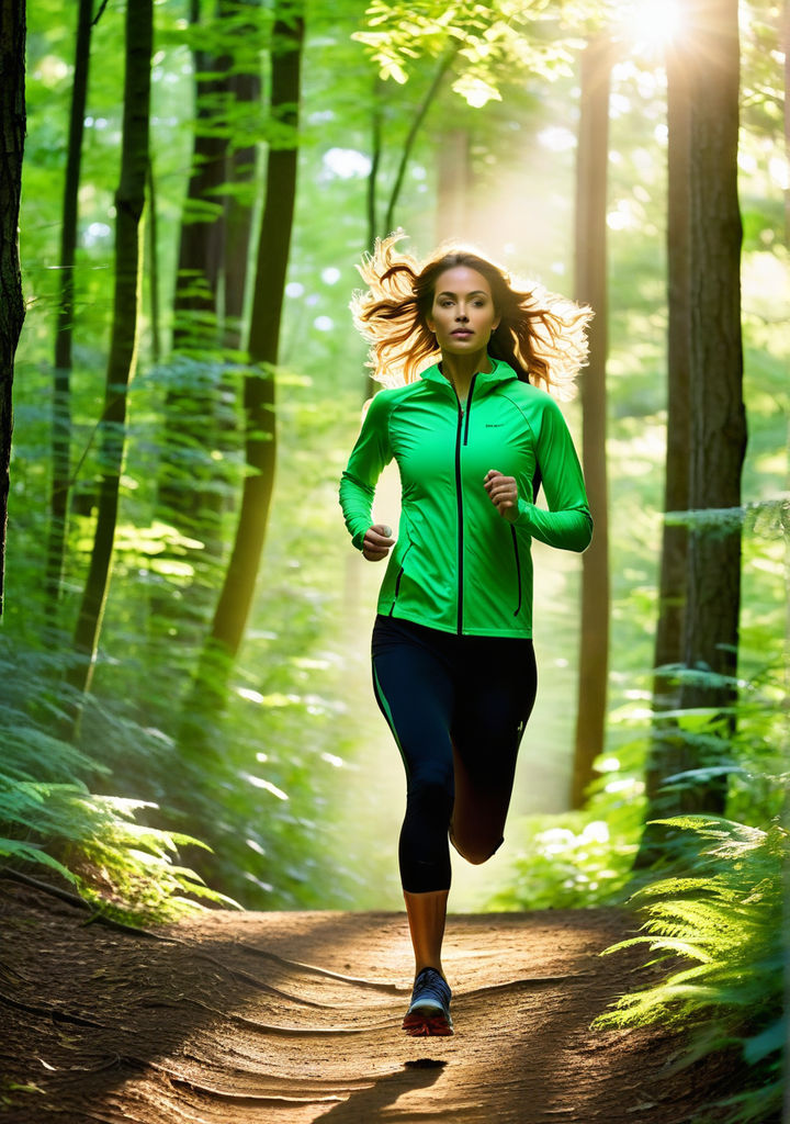 Woman 37 years old green sport bra Outdoor Lawn in background