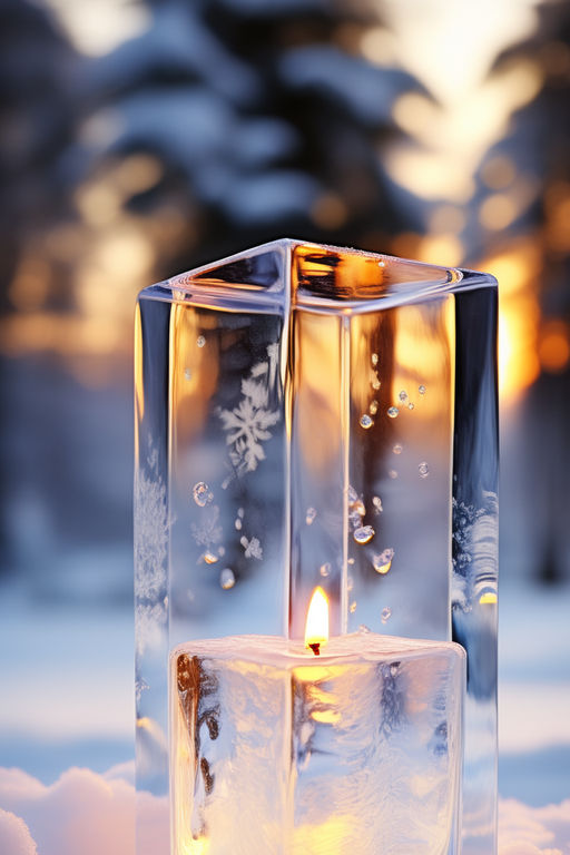 shadows casting on the snow from the candlelight