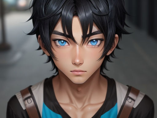 Anime Guy With A Green Eyes And Black Hair