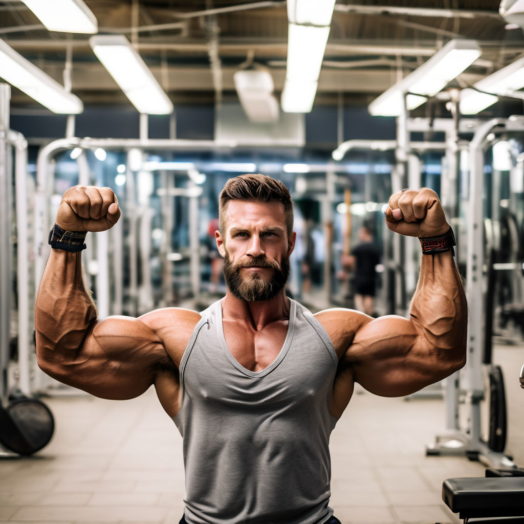 Bodybuilder Fitness Model Posing Double Biceps After Exercises Stock Photo  by ©ibrak 132853470