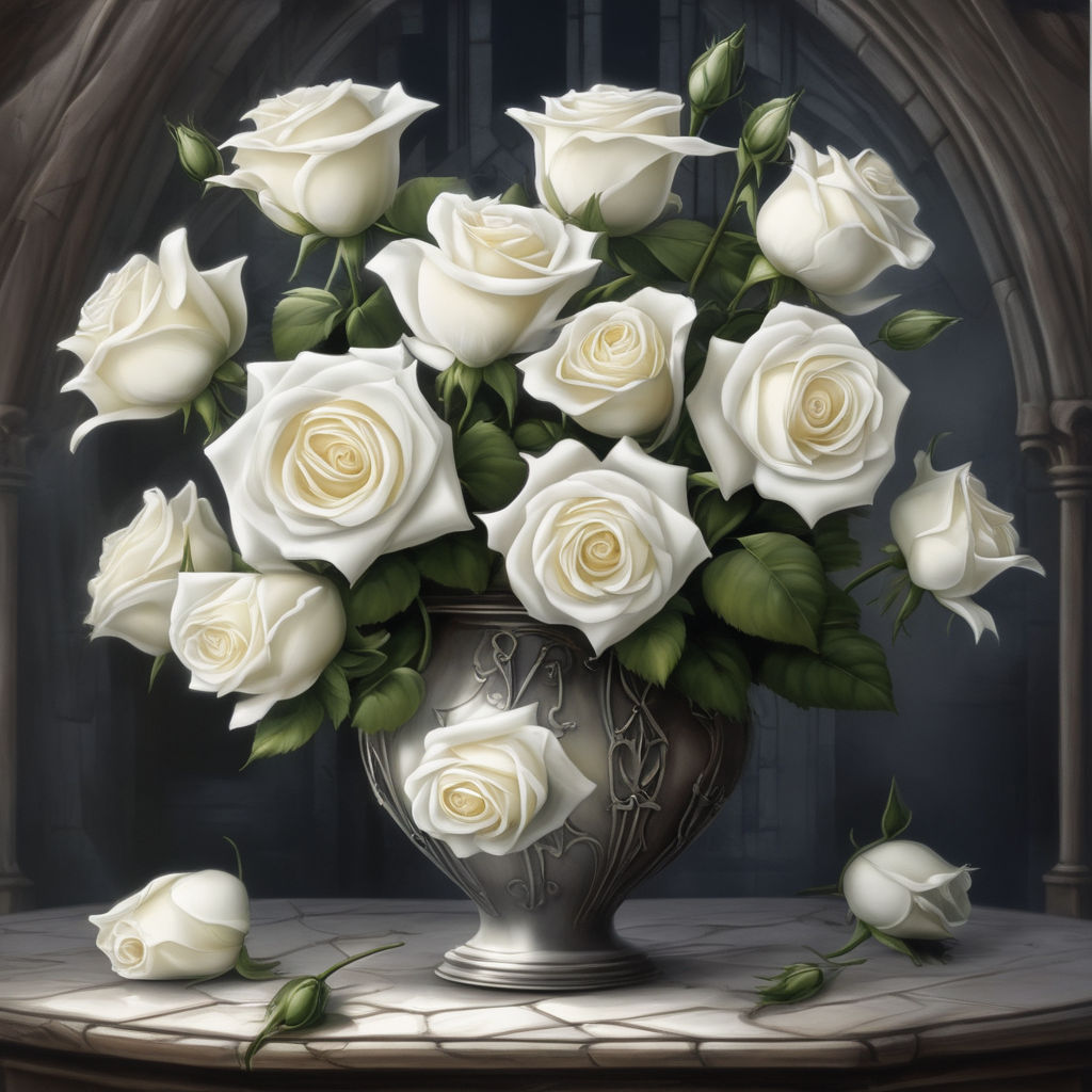 gothic white roses