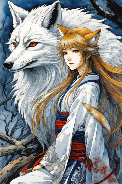 anime white fox demon