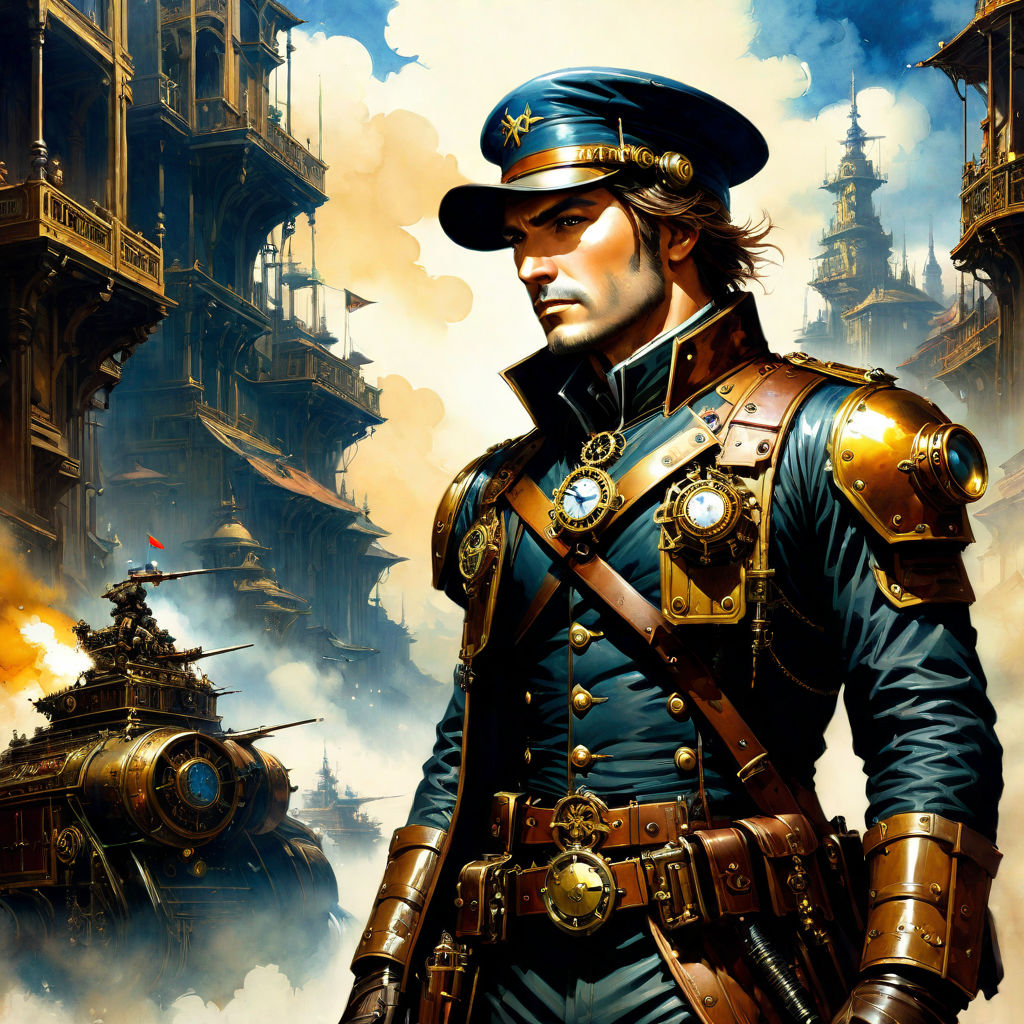 wears romanticism steam punk uniform - Playground