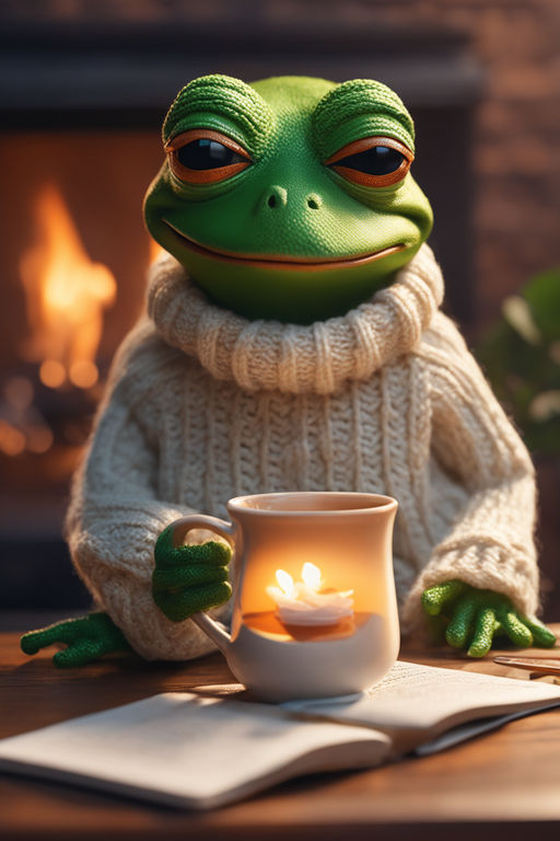 Pepe Frog in hoodie smoking rolled marijuana cigarette