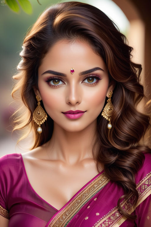 Indian girl in her 30s with nose piercing wearing pink lace top l