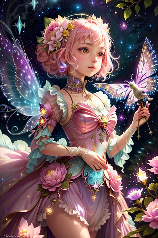 Fairy shine wings green dress cartoon anime style detailed 4k   Playground AI