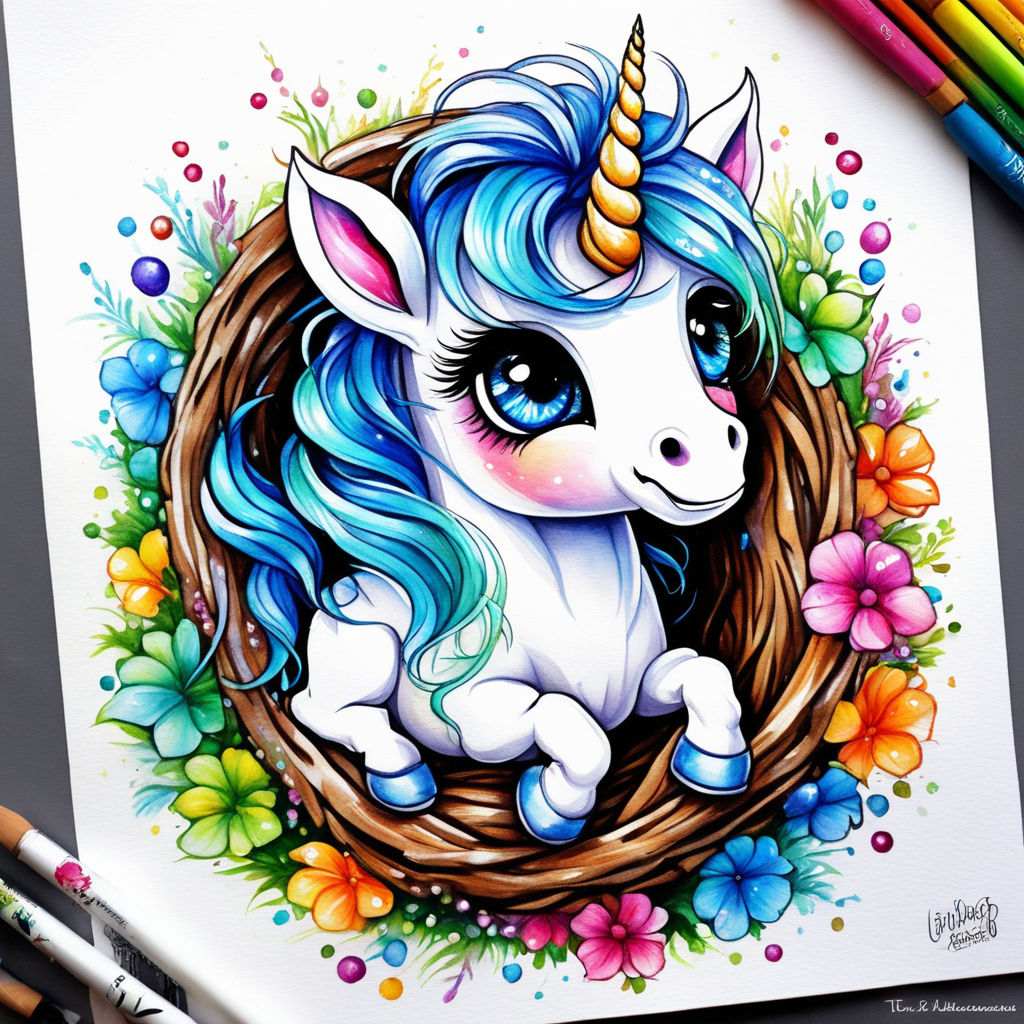 a drawing of a unicorn or a magical animal