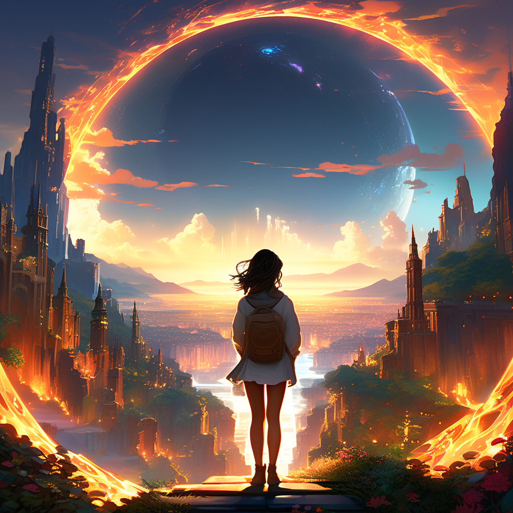 portal gate landscape anime futuristic illustration mystical fantasy art  glowing digital 30036061 Stock Photo at Vecteezy