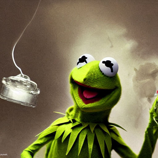 kermit the frog smoking a joint