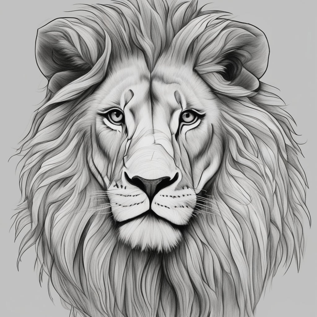 Simple Lion Drawing Sketch - Drawing Skill