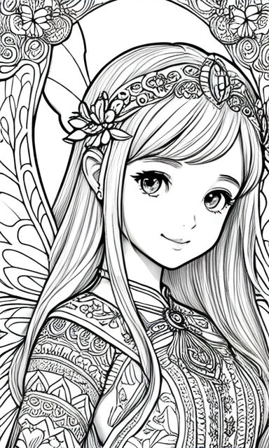 Anime Girl Coloring Pages 26673095 Stock Photo at Vecteezy