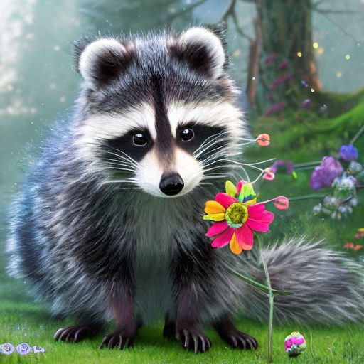 Premium AI Image  A cute adorable baby raccoon rendered in the style of  childrenfriendly cartoon animation fantasy style generative ai