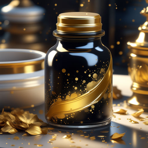The Perfume Bottle Is Dark With Shiny Gold Decorations Background
