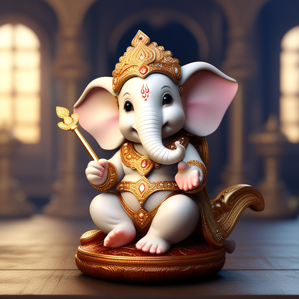 Indian lord Ganesha male god beautiful ultra realistic particle