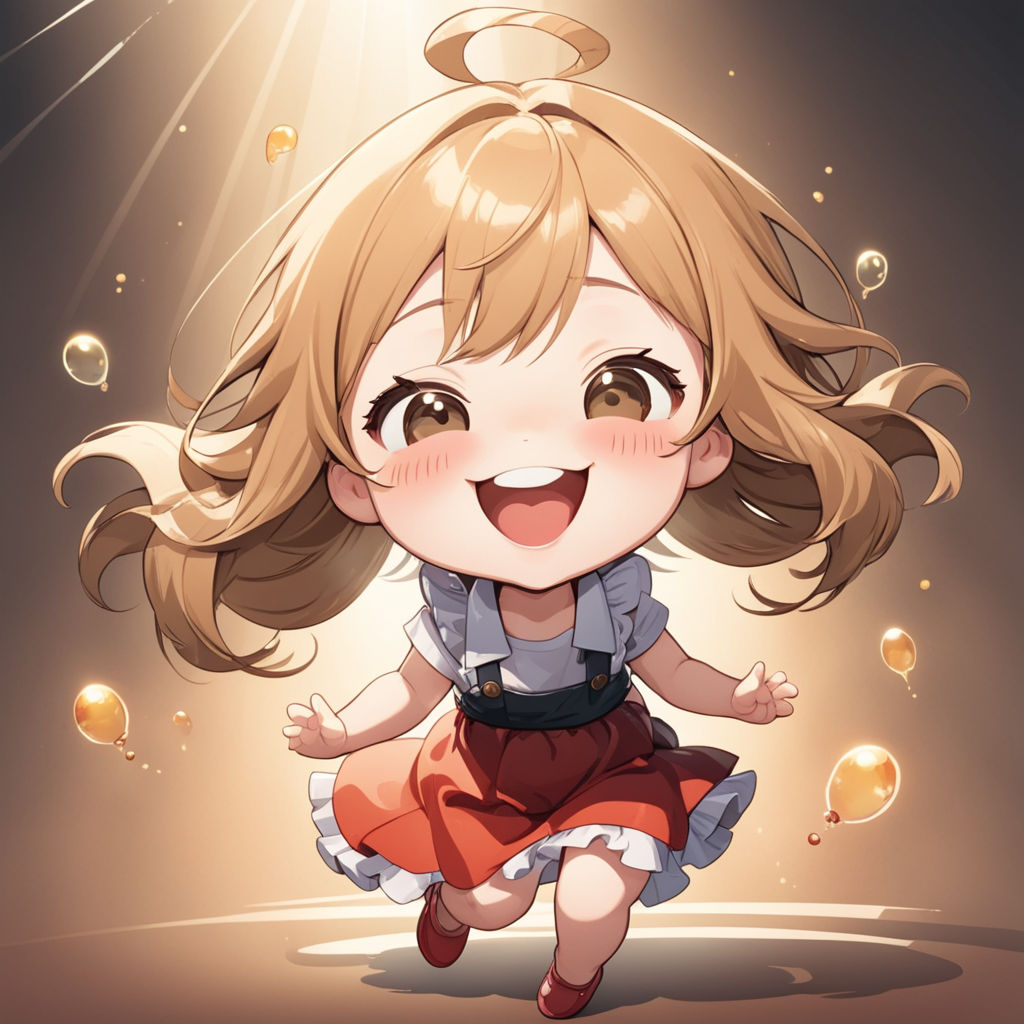 anime girl laughing chibi