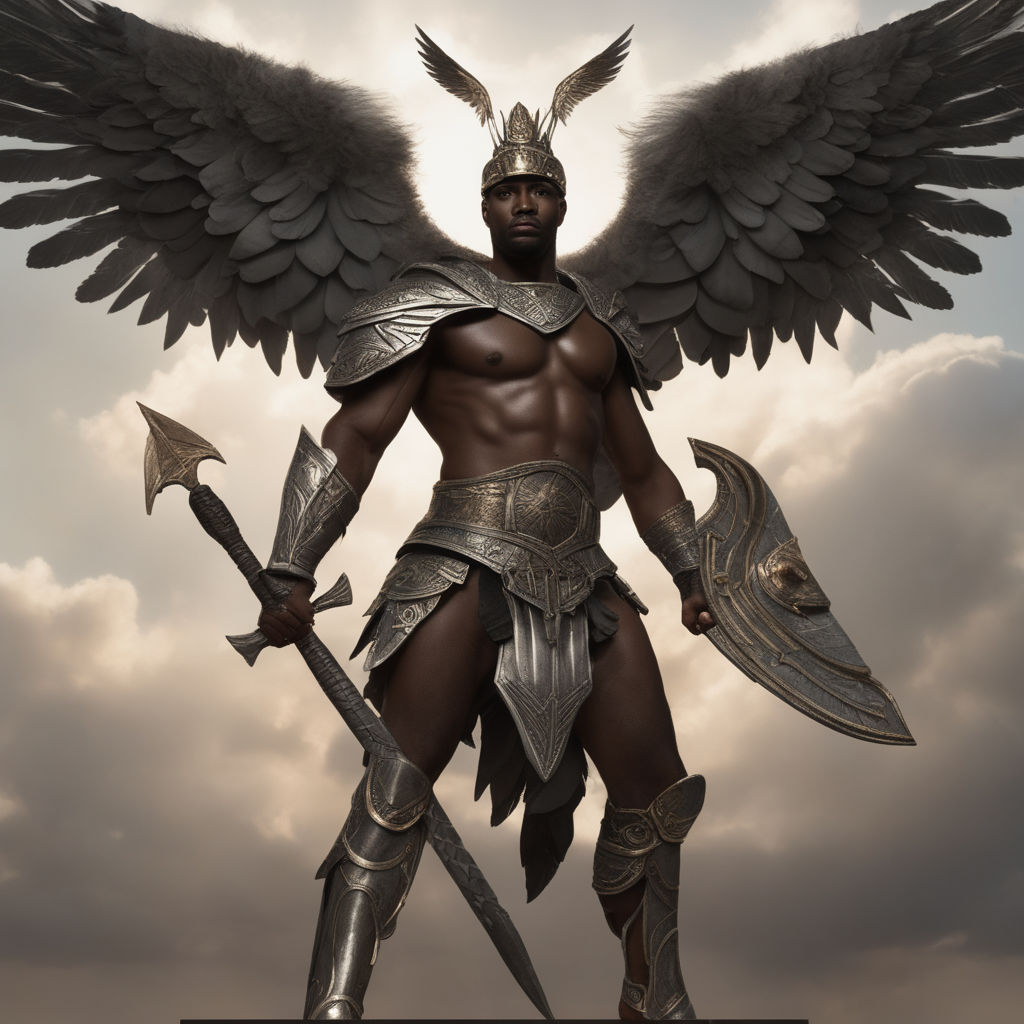 black winged archangel warrior