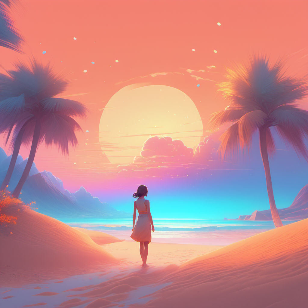 1373719 sunset, beach, sky, clouds, scenery, anime, art, 4k - Rare Gallery  HD Wallpapers