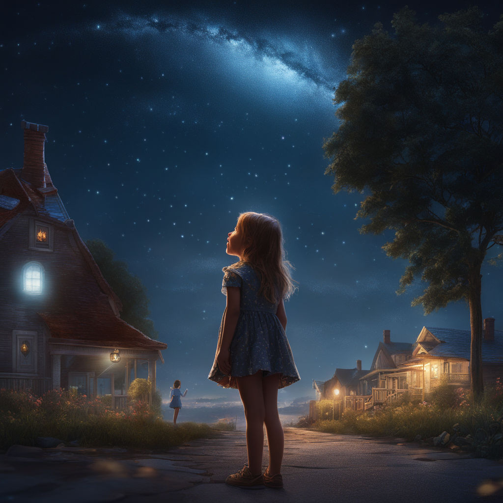 little girl looking up at the sky