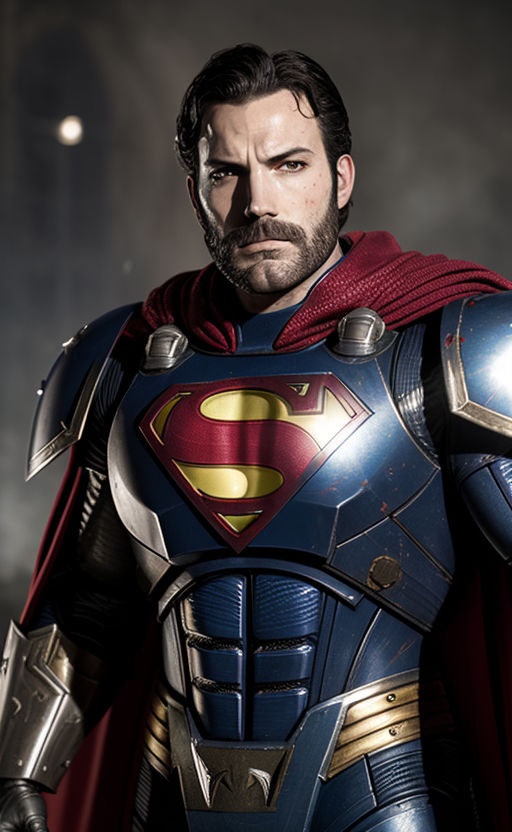 Henry Cavill Superman in a cyberpunk style armor and