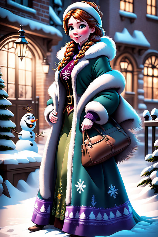 Hyper Realistic Disney Frozen Princess Anna in Snowy Forest · Creative  Fabrica