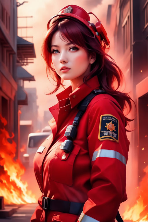 Firefighter anime girls