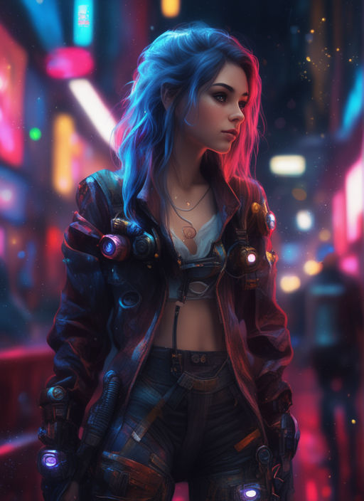 Wallpaper girl, art, beautiful, cyberpunk girl for mobile and