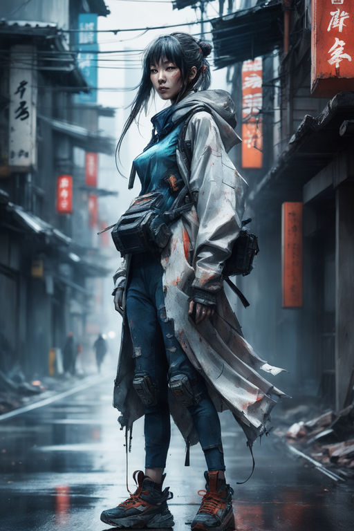 Cyberpunk Anime Girl Rainy City Street Live Wallpaper - MoeWalls