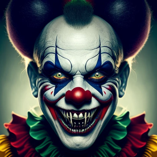 Scary Clown Face. Clown Mutant. Horror Movie Character. Close-up View.  AI-generated Stock Illustration - Illustration of portrait, fantasy:  267599996