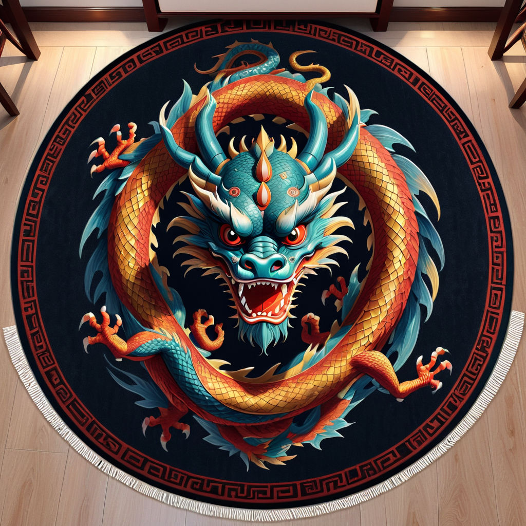 Plane Chinese dragon totem in round carpet gorgeous HD No