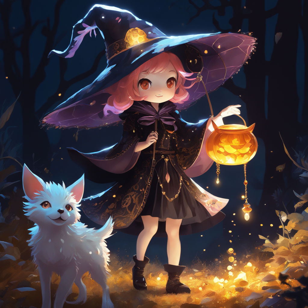 Cute Witch, pretty, cute, sky, stars, witch, night, girl, anime girl,  halloween, HD wallpaper | Peakpx