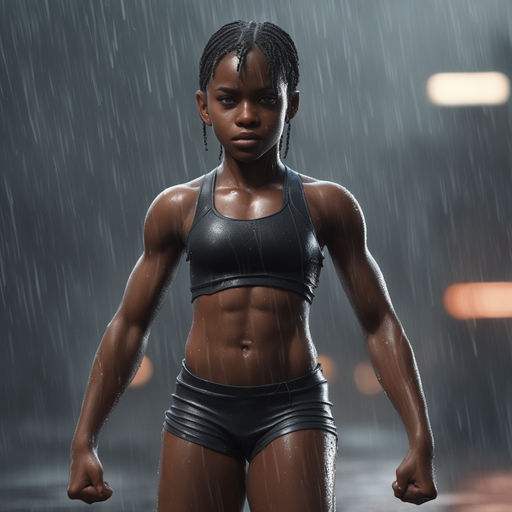 Beautiful Athletic African American Girl Demonstrating Biceps Free Stock  Photo and Image 263135262