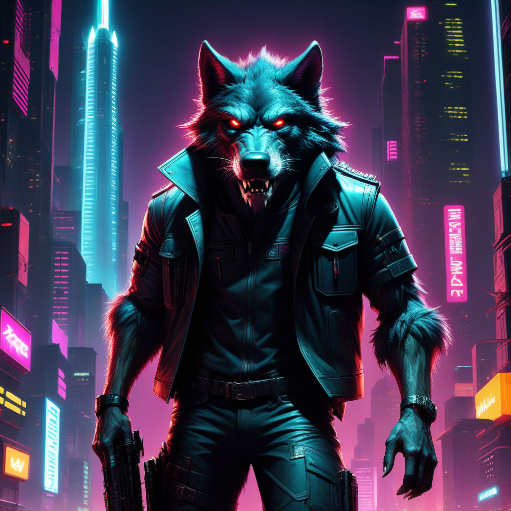 This is what a neon werewolf looks at night while transformed