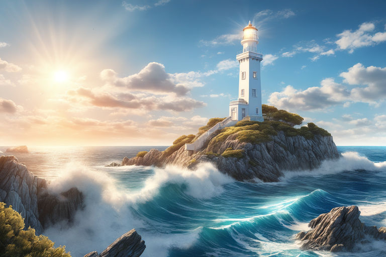 Anime Fantasy Lighthouse Landscape AI Generated