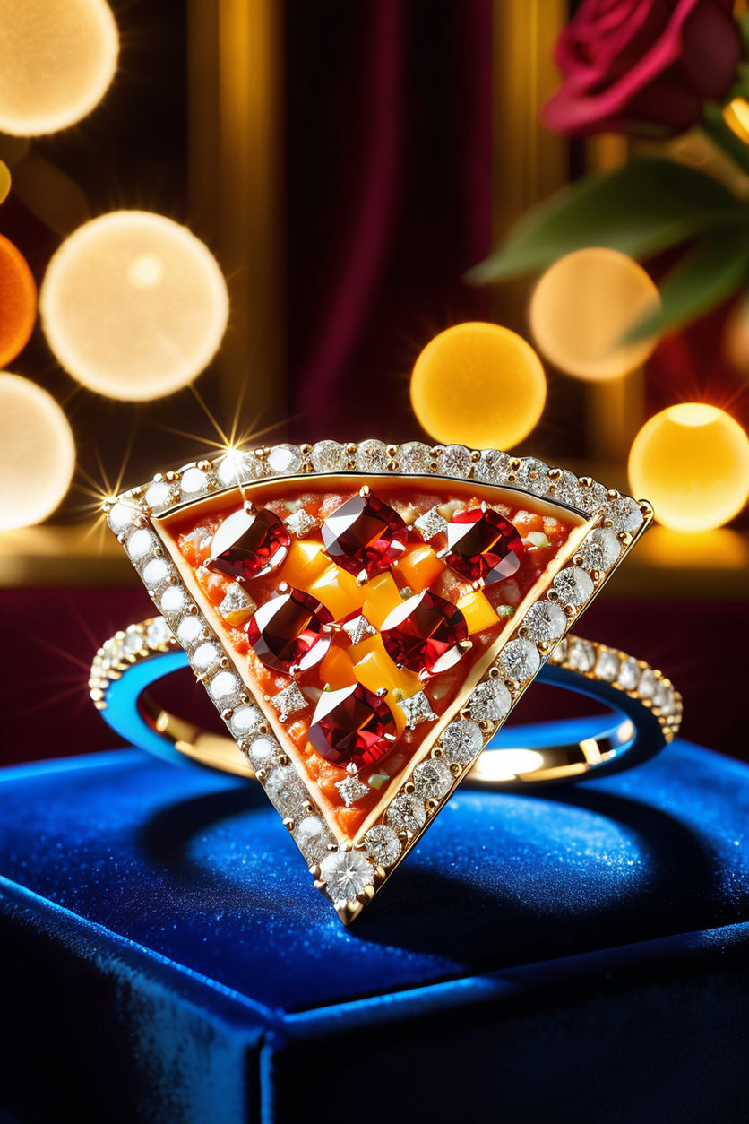 EDITORIAL USE ONLY A 22-carat gold leaf pizza slice engagement ring has  been created by Domino's for anyone planning to propose over pizza this  ValentineÕs Day Stock Photo - Alamy