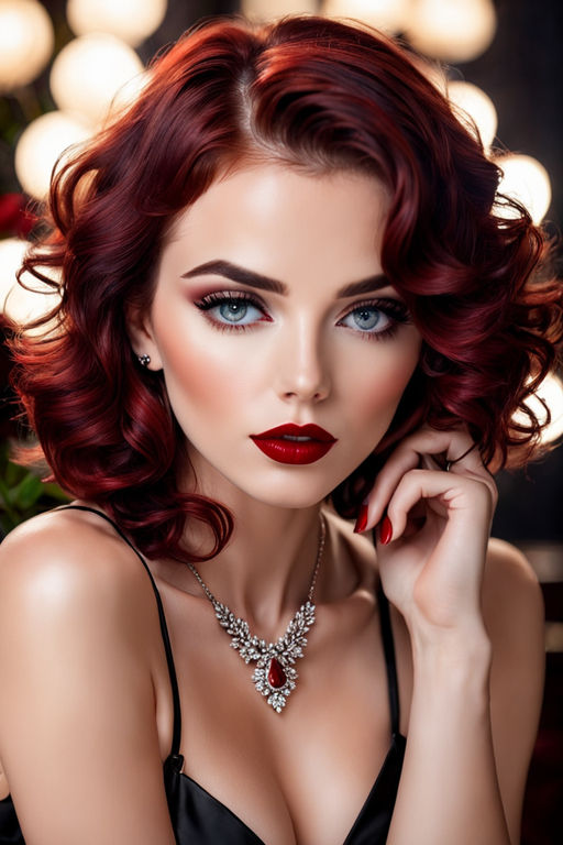 Cherry Red Hair With Feminine Lips