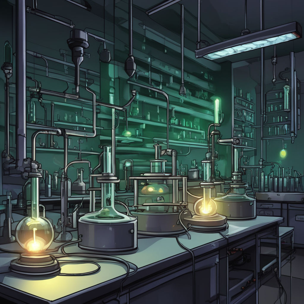 Anime image of an abandoned robotics lab on Craiyon