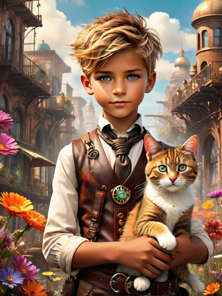 a boy with brown hair and fox ears) (a girl with white hair and tiger ears)  (2 characters) love - Playground