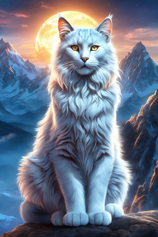 white cat with ice blue eyes outside