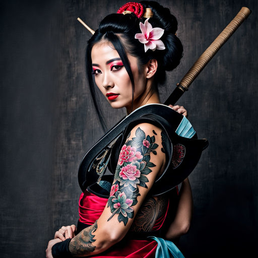 Premium Vector | Japanese art meets modern ink geisha tattoo with abstract  flair