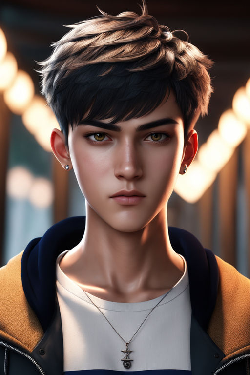 Lexica - Anime boy, black hair, blue eyes, photorealistic