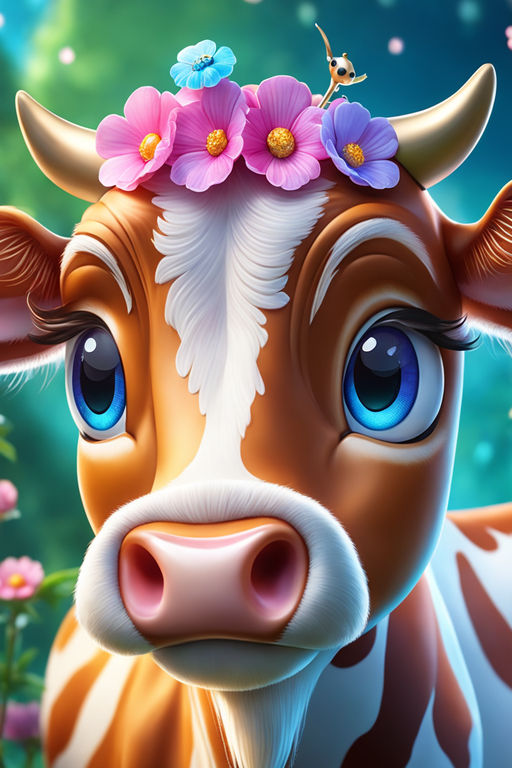 cute cartoon cows with big eyes