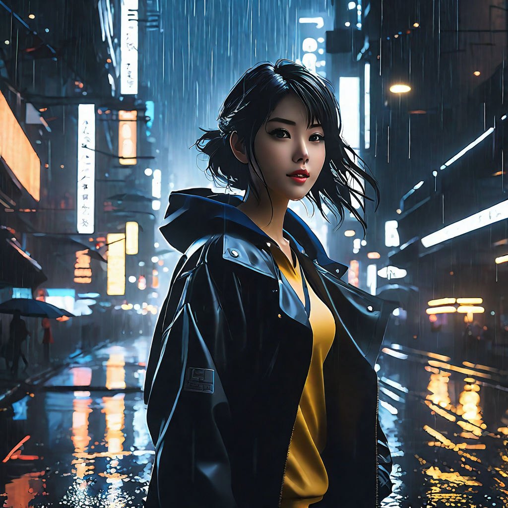 anime, cyberpunk, wallpaper, futuristic city, rain