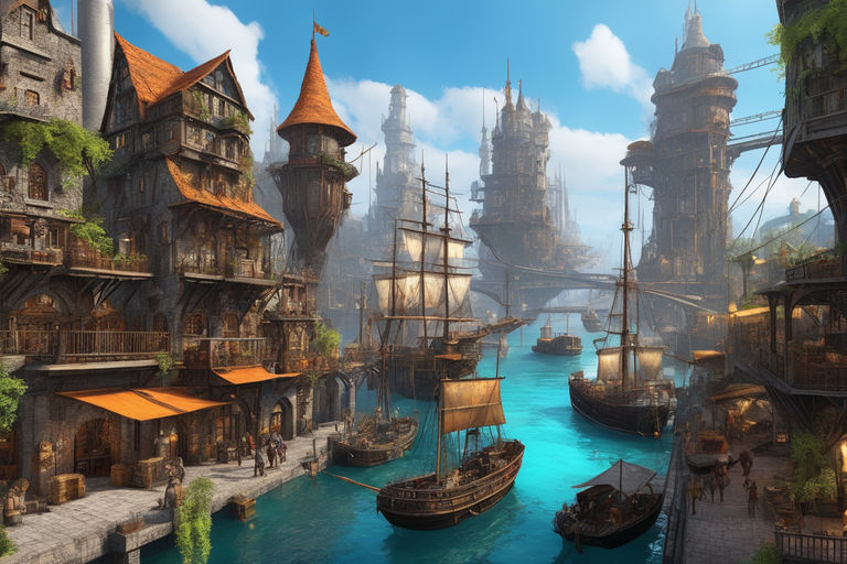 fantasy medieval port city