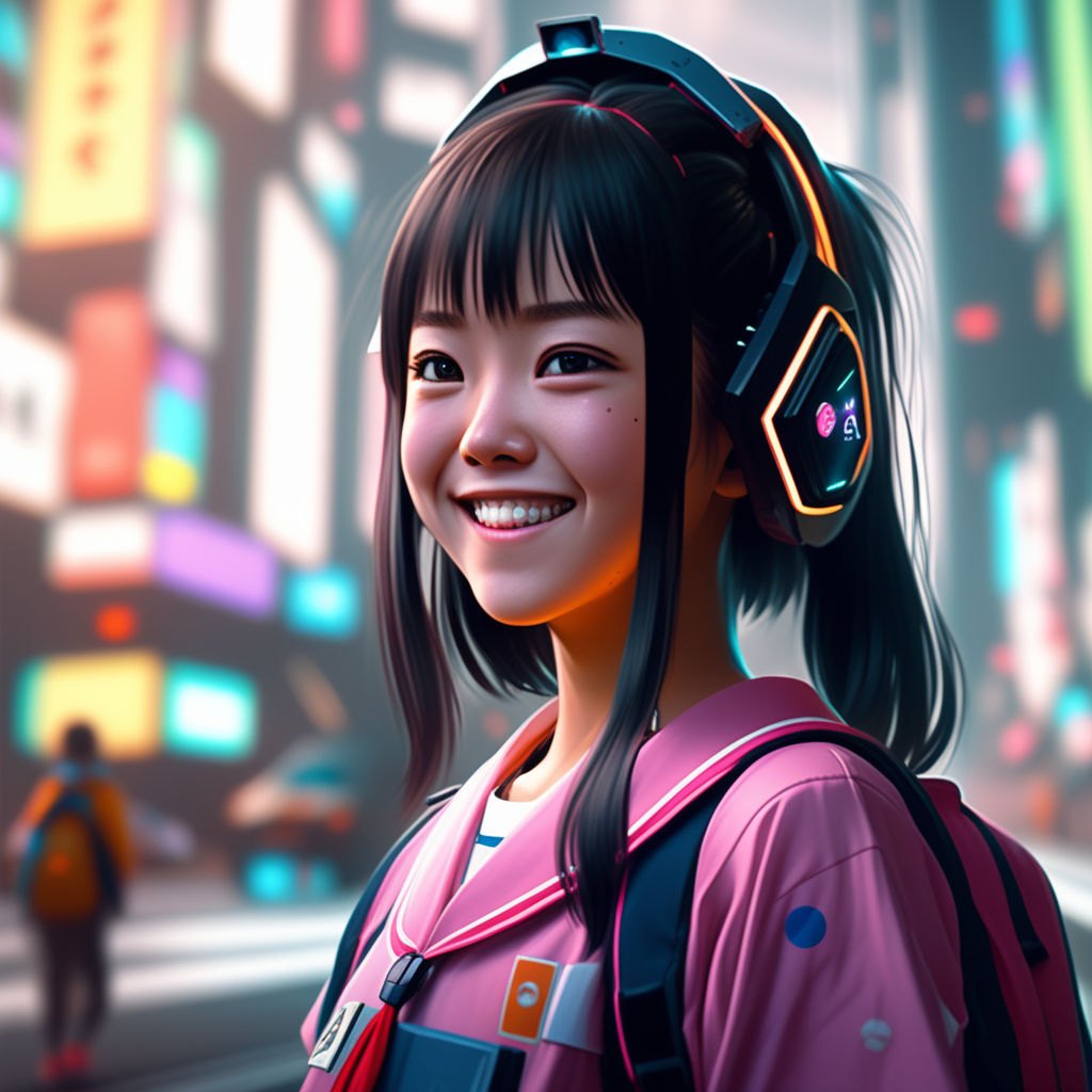 anime girl render headphones