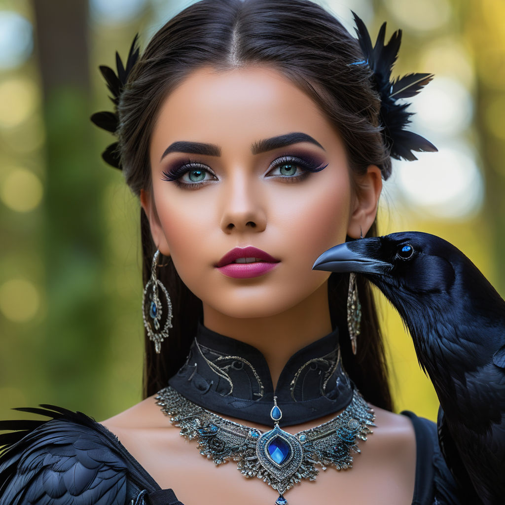 bird woman, black makeup, raven, bird queen