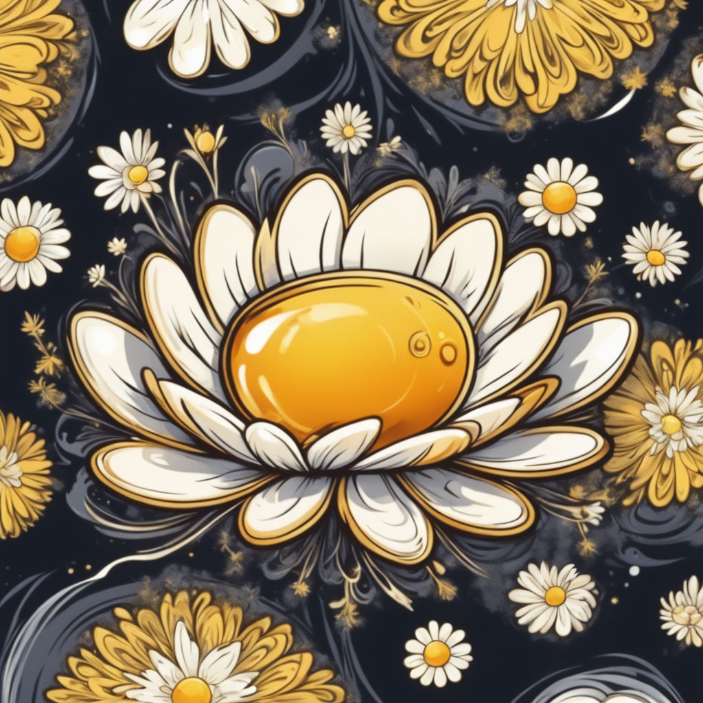 Futuristic illustration of daisy flower t shirt design, vector