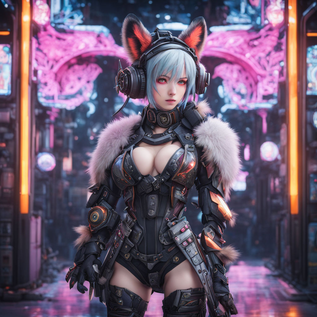 Anime Cyberpunk Cat Girl - KillerKittenDesigns - Digital Art, Fantasy &  Mythology, Fantasy Men & Women, Females - ArtPal