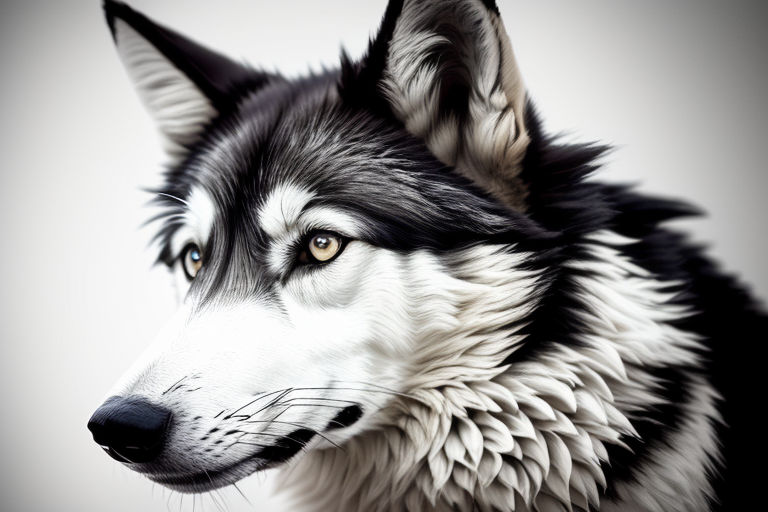 black and white wolf dog