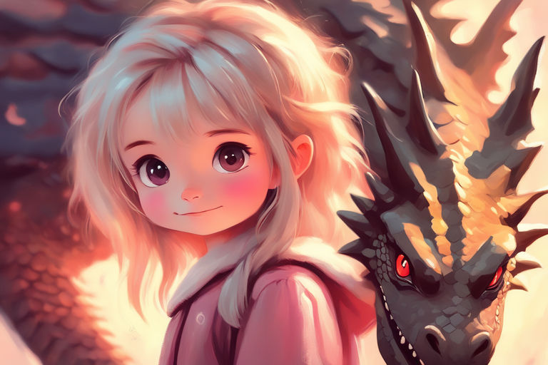 anime girl with baby dragon